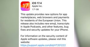 Apple releases iOS 17.4 update for iPhone