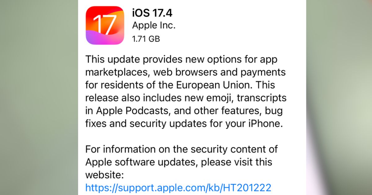 Apple releases iOS 17.4 update for iPhone 